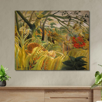 Tigre In Una Tempesta Tropicale Henri Rousseau hrs42 quadro stampato su tela