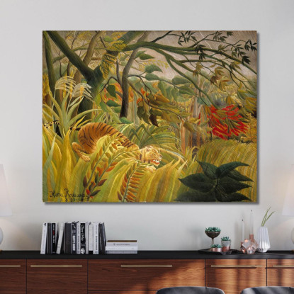 Tigre In Una Tempesta Tropicale Henri Rousseau hrs42 quadro stampato su tela