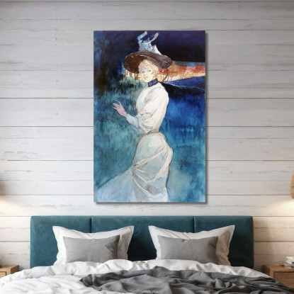 Elegante In Un Abito Bianco In Un Paesaggio Henry Somm hmm7 quadro stampato su tela