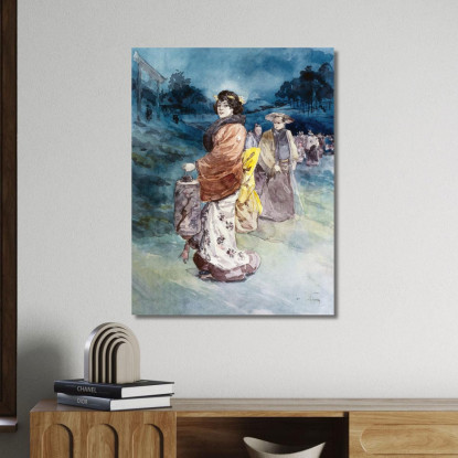 Corteo Di Personaggi In Costume Giapponese Henry Somm hmm12 quadro stampato su tela