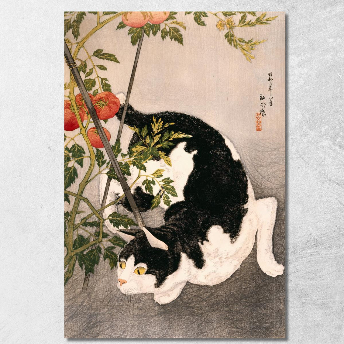Gatto Nero E Pianta Di Pomodoro Hiroaki Takahashi htk2 quadro stampato su tela Gatto Nero E Pianta Di Pomodoro Hiroaki Takahashi htk2 quadro stampato su tela