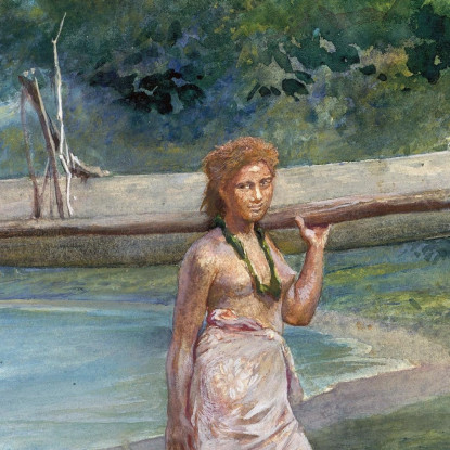 Ragazze Che Trasportano Una Canoa-Vaiala A Samoa John La Farge jlf13 quadro stampato su tela