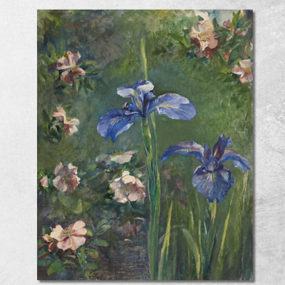 Rose Selvatiche E Iris John La Farge jlf44 quadro stampato su tela