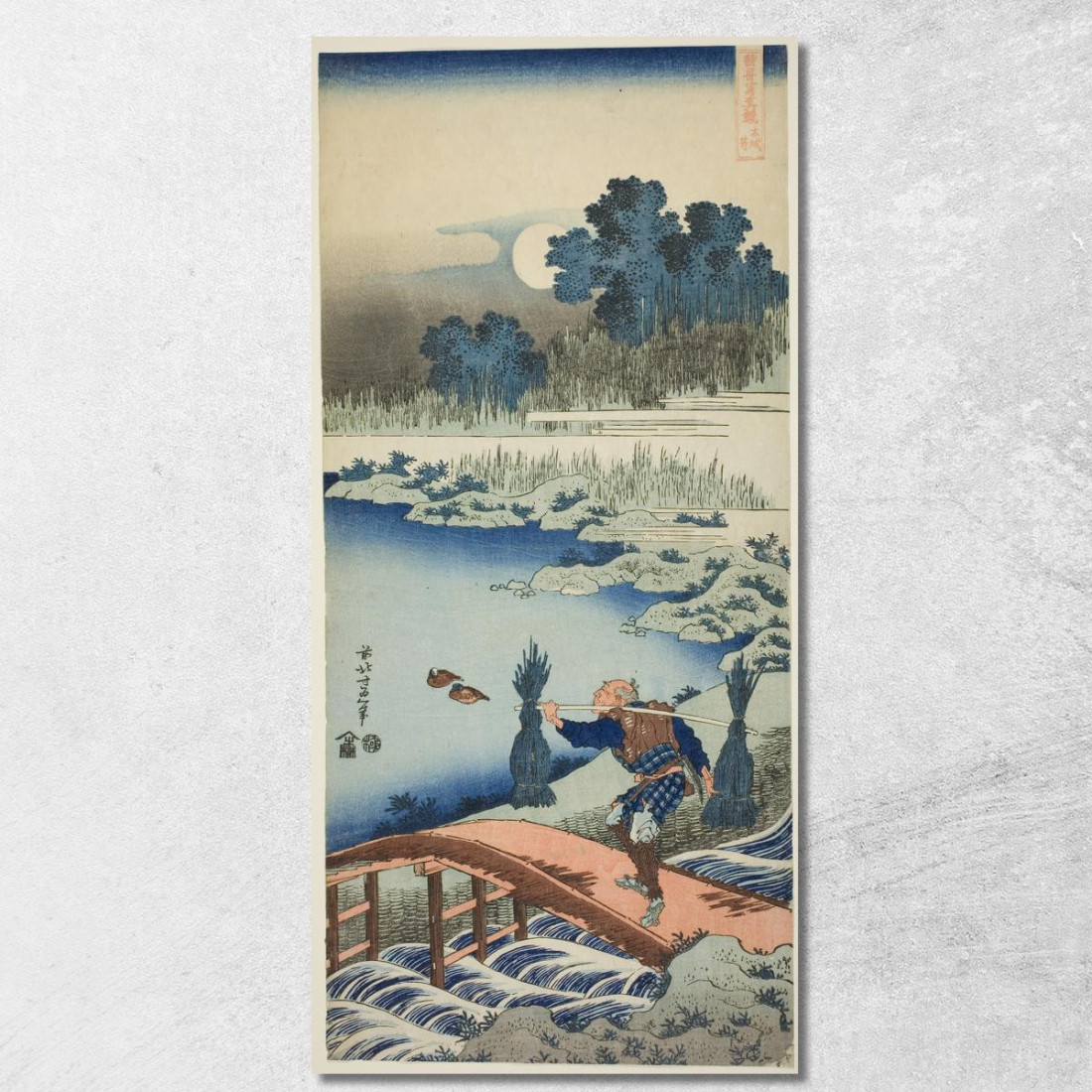 Un Contadino Che Attraversa Un Ponte katsushika hokusai khk1 quadro stampato su tela