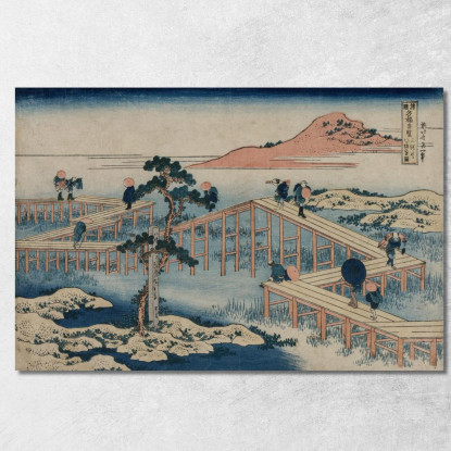 Un'Antica Immagine Del Ponte In Otto Parti Nella Provincia Di Mikawa katsushika hokusai khk2 quadro stampato su tela