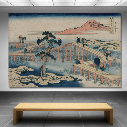 Un'Antica Immagine Del Ponte In Otto Parti Nella Provincia Di Mikawa katsushika hokusai khk2 quadro stampato su tela