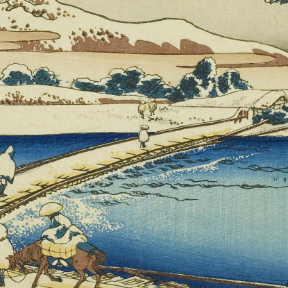 Antica Vista Del Ponte Di Barche A Sano A Kozuke katsushika hokusai khk3 quadro stampato su tela