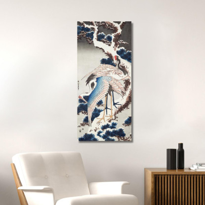 Gru Su Un Albero Innevato katsushika hokusai khk12 quadro stampato su tela