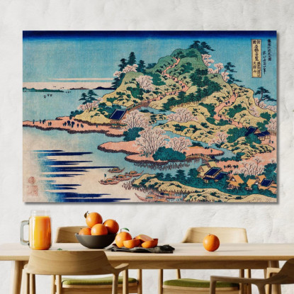 Sesshu Ajigawaguchi Tenposan katsushika hokusai khk61 quadro stampato su tela