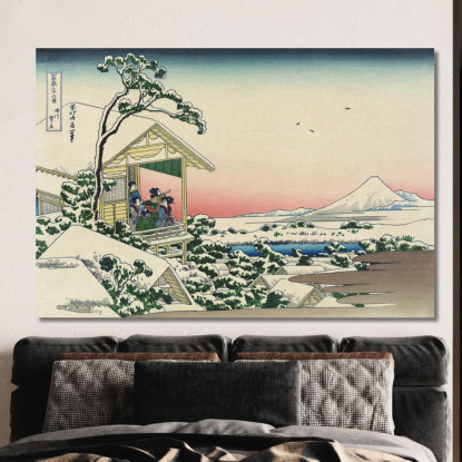 Casa Da Tè A Koishikawa La Mattina Dopo Una Nevicata katsushika hokusai khk73 quadro stampato su tela