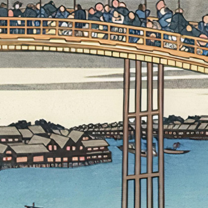 Il Festival Delle Lanterne Sul Ponte Temma katsushika hokusai khk79 quadro stampato su tela