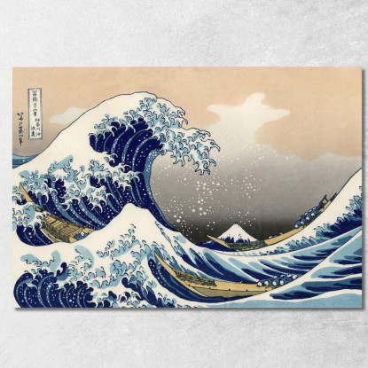 La Grande Onda Di Kanagawa Rimasterizzata katsushika hokusai khk82 quadro stampato su tela