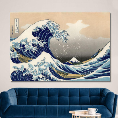 La Grande Onda Di Kanagawa Rimasterizzata katsushika hokusai khk82 quadro stampato su tela