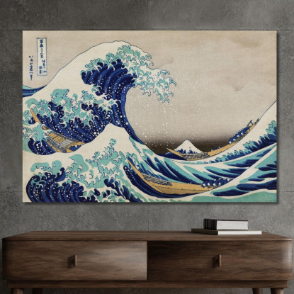 La Grande Onda Di Kanagawa katsushika hokusai khk83 quadro stampato su tela