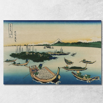 Tsukudajima In Musashi Province katsushika hokusai khk96 quadro stampato su tela