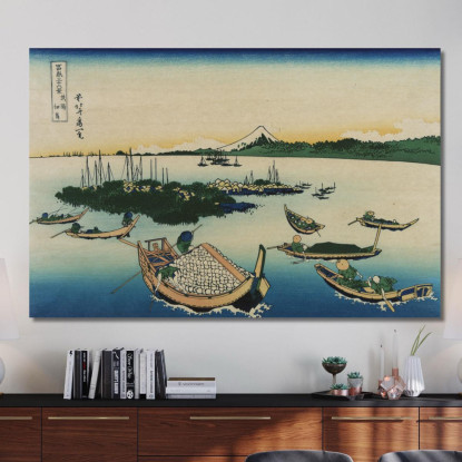 Tsukudajima In Musashi Province katsushika hokusai khk96 quadro stampato su tela