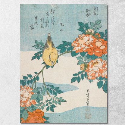 Parula E Rose katsushika hokusai khk100 quadro stampato su tela