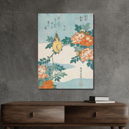 Parula E Rose katsushika hokusai khk100 quadro stampato su tela