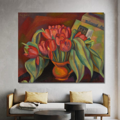 Natura Morta Con Tulipani Rossi Mark Gertler mgr25 quadro stampato su tela