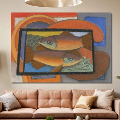 Studio Per Pesci In Teca Di Vetro Mark Gertler mgr28 quadro stampato su tela