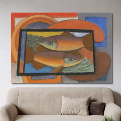 Studio Per Pesci In Teca Di Vetro Mark Gertler mgr28 quadro stampato su tela