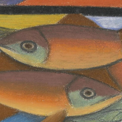 Studio Per Pesci In Teca Di Vetro Mark Gertler mgr28 quadro stampato su tela