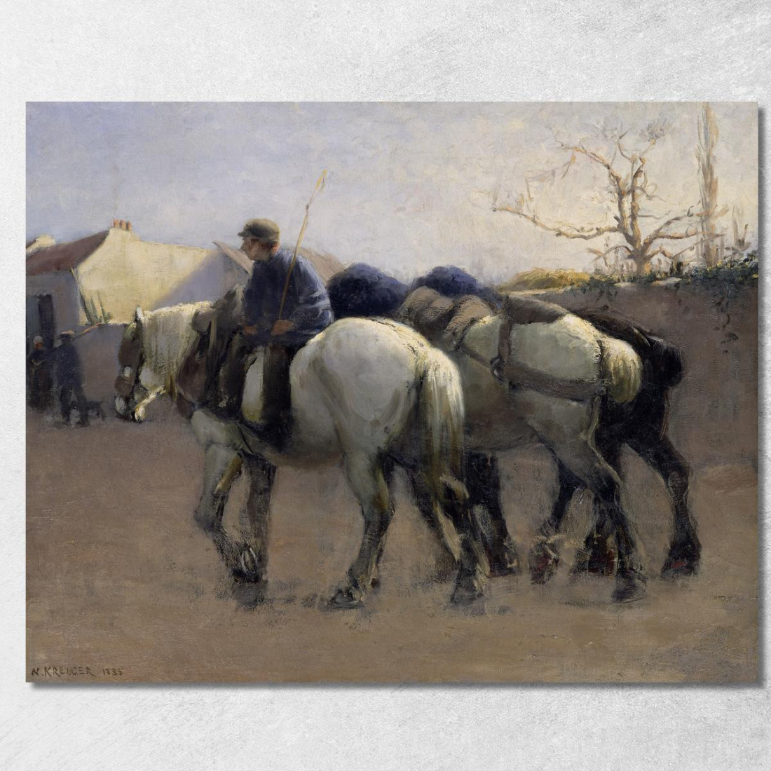 Strada Del Villaggio Francese Con I Cavalli Nils Kreuger nkr18 quadro stampato su tela Strada Del Villaggio Francese Con I Cavalli Nils Kreuger nkr18 quadro stampato su tela
