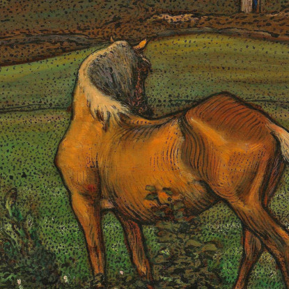 Cavallo Giallo Nils Kreuger nkr61 quadro stampato su tela