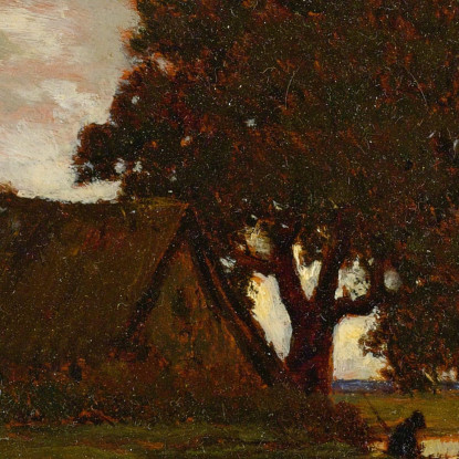 Cottage Dal Tetto Di Paglia Vicino Allo Stagno Théodore Rousseau trs10 quadro stampato su tela