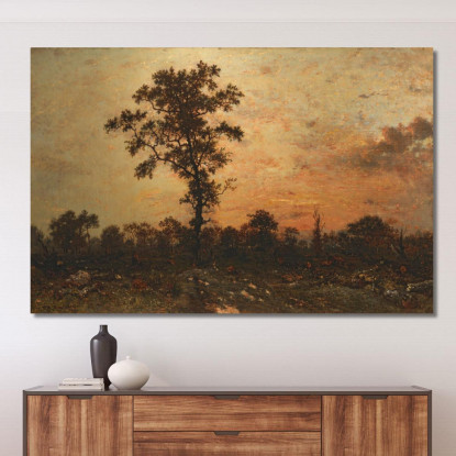 Tramonto Al Margine Della Foresta Théodore Rousseau trs11 quadro stampato su tela