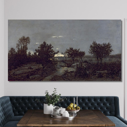 La Campagna Dell'Alba Théodore Rousseau trs13 quadro stampato su tela