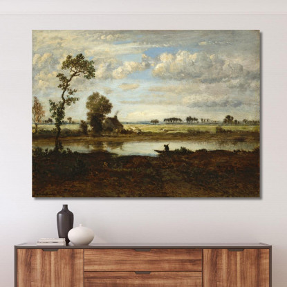 Paesaggio Con Barcaiolo Théodore Rousseau trs18 quadro stampato su tela