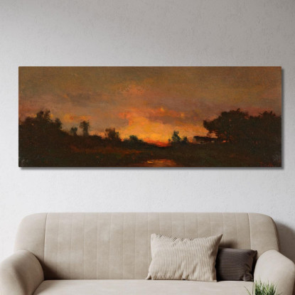 Paesaggio Con Tramonto Théodore Rousseau trs20 quadro stampato su tela