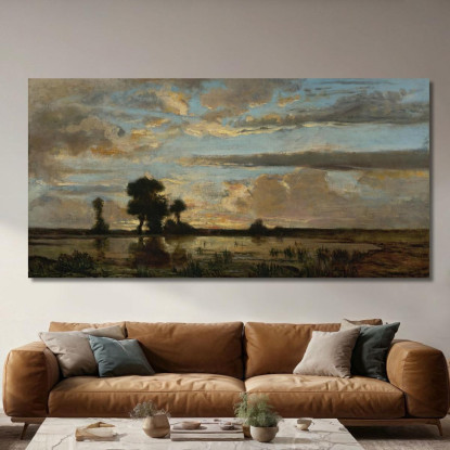 Sole Al Tramonto Théodore Rousseau trs32 quadro stampato su tela