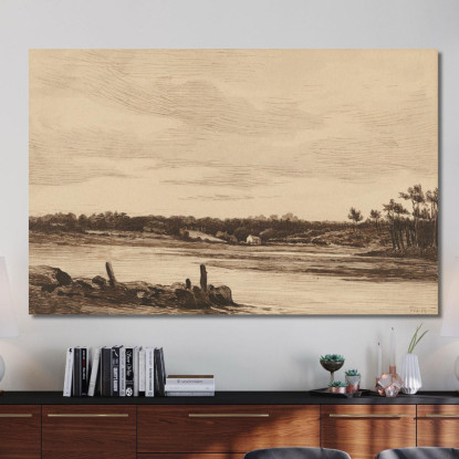 Il Fiume Loing Ai Margini Della Foresta Di Fontainebleau Théodore Rousseau trs39 quadro stampato su tela