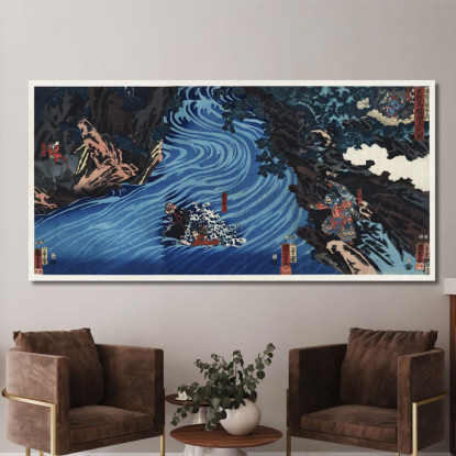 Gentoku Uma O Odorashite Tankei O Koeru Zu Utagawa Kuniyoshi ukn12 quadro stampato su tela