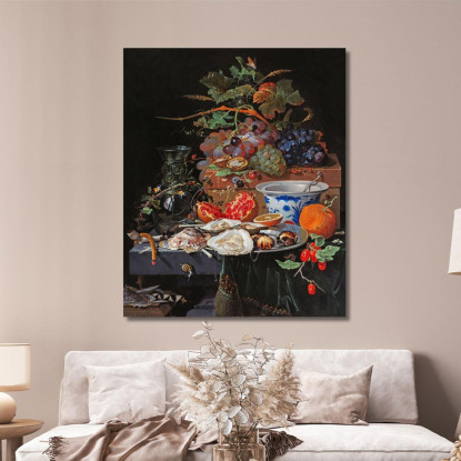 Frutta E Ostriche Abraham Mignon amn4 quadro stampato su tela