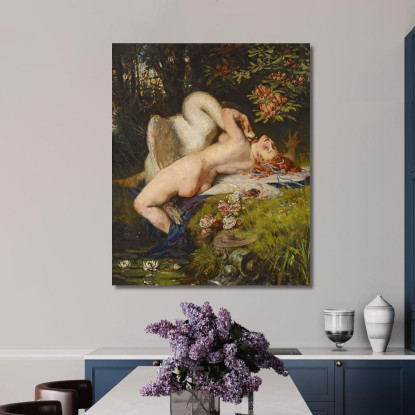 Leda E Il Cigno Heinrich Lossow hlw3 quadro stampato su tela