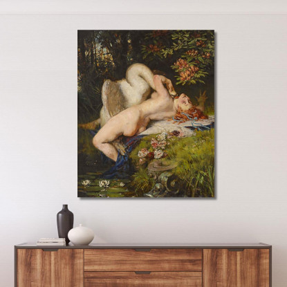 Leda E Il Cigno Heinrich Lossow hlw3 quadro stampato su tela