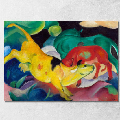 Mucche Rosse Verdi Gialle Franz Marc fmr8 quadro stampato su tela