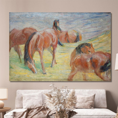 Cavalli Al Pascolo I Franz Marc fmr22 quadro stampato su tela