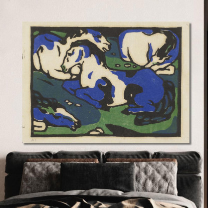 Cavalli Che Riposano Franz Marc fmr27 quadro stampato su tela