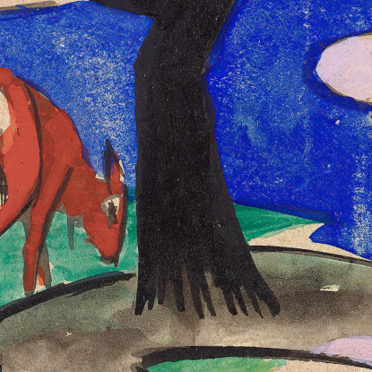 Paesaggio Con Un Animale Rosso Franz Marc fmr29 quadro stampato su tela