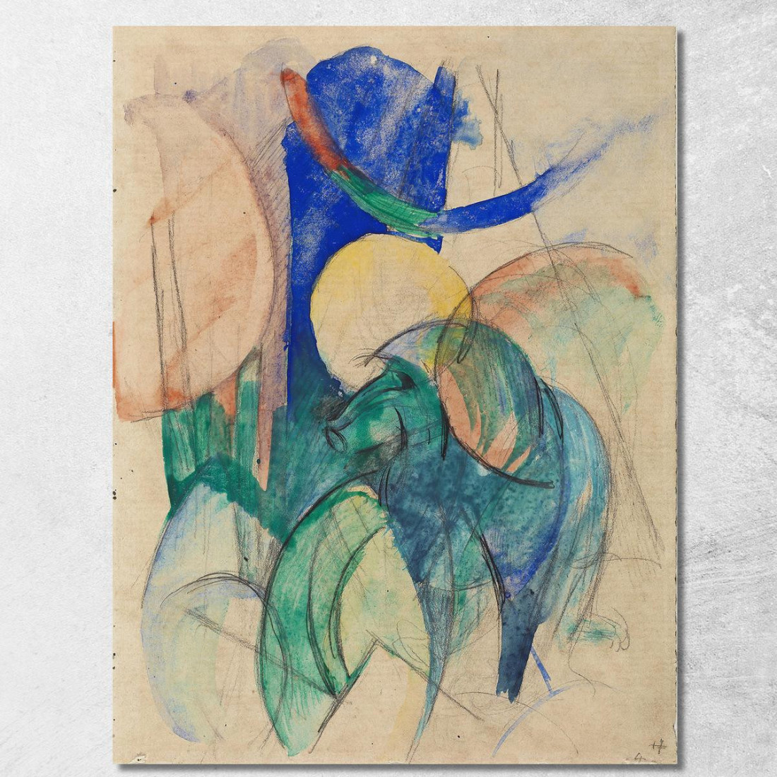 Mandrillo Franz Marc fmr34 quadro stampato su tela