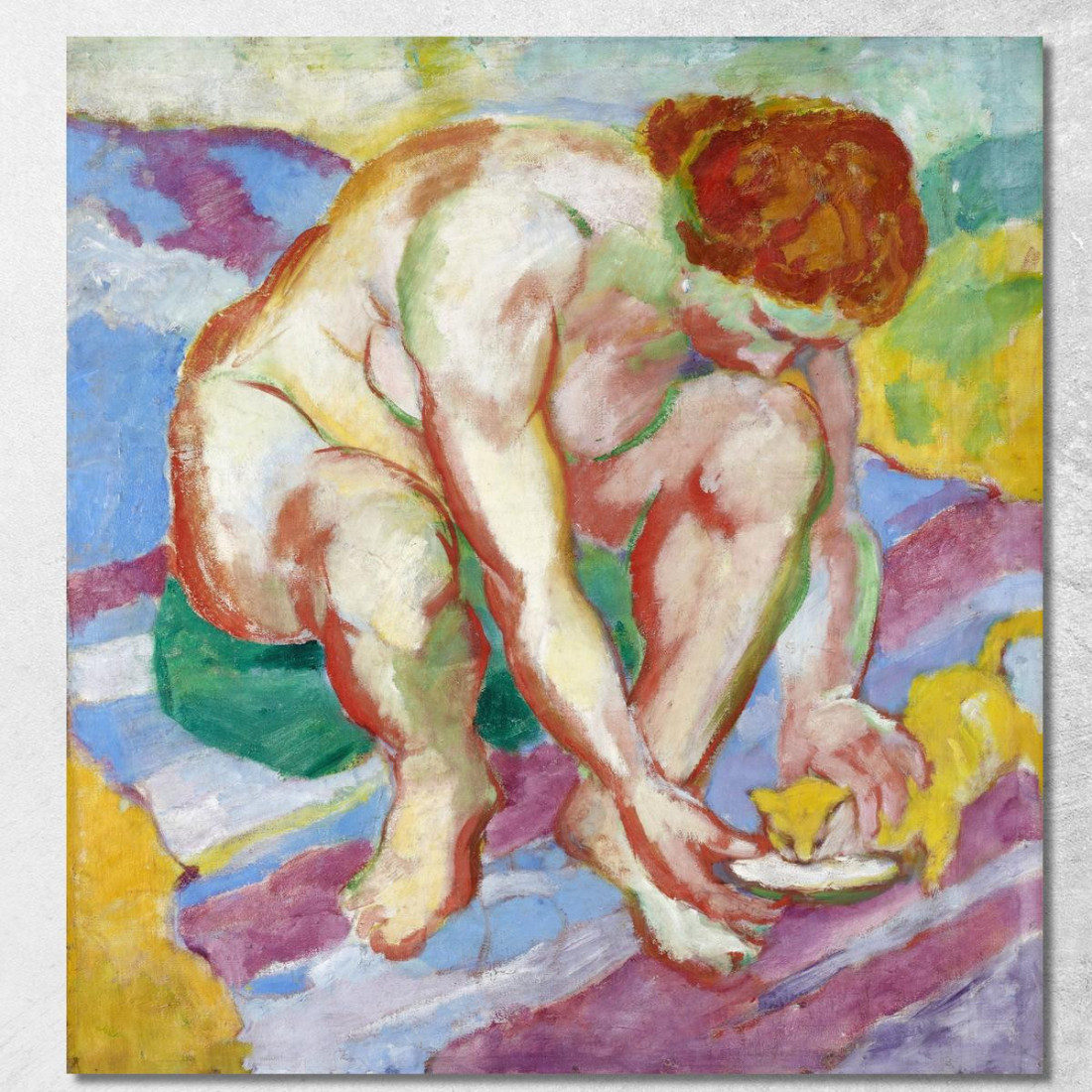Nudo Con Un Gatto Franz Marc fmr35 quadro stampato su tela Nudo Con Un Gatto Franz Marc fmr35 quadro stampato su tela