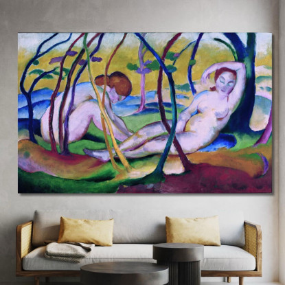 Nudi Sotto Gli Alberi Franz Marc fmr36 quadro stampato su tela