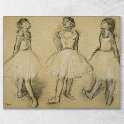 Tre Studi Di Una Ballerina In Quarta Posizione Edgar Degas edg277 quadro stampato su tela
