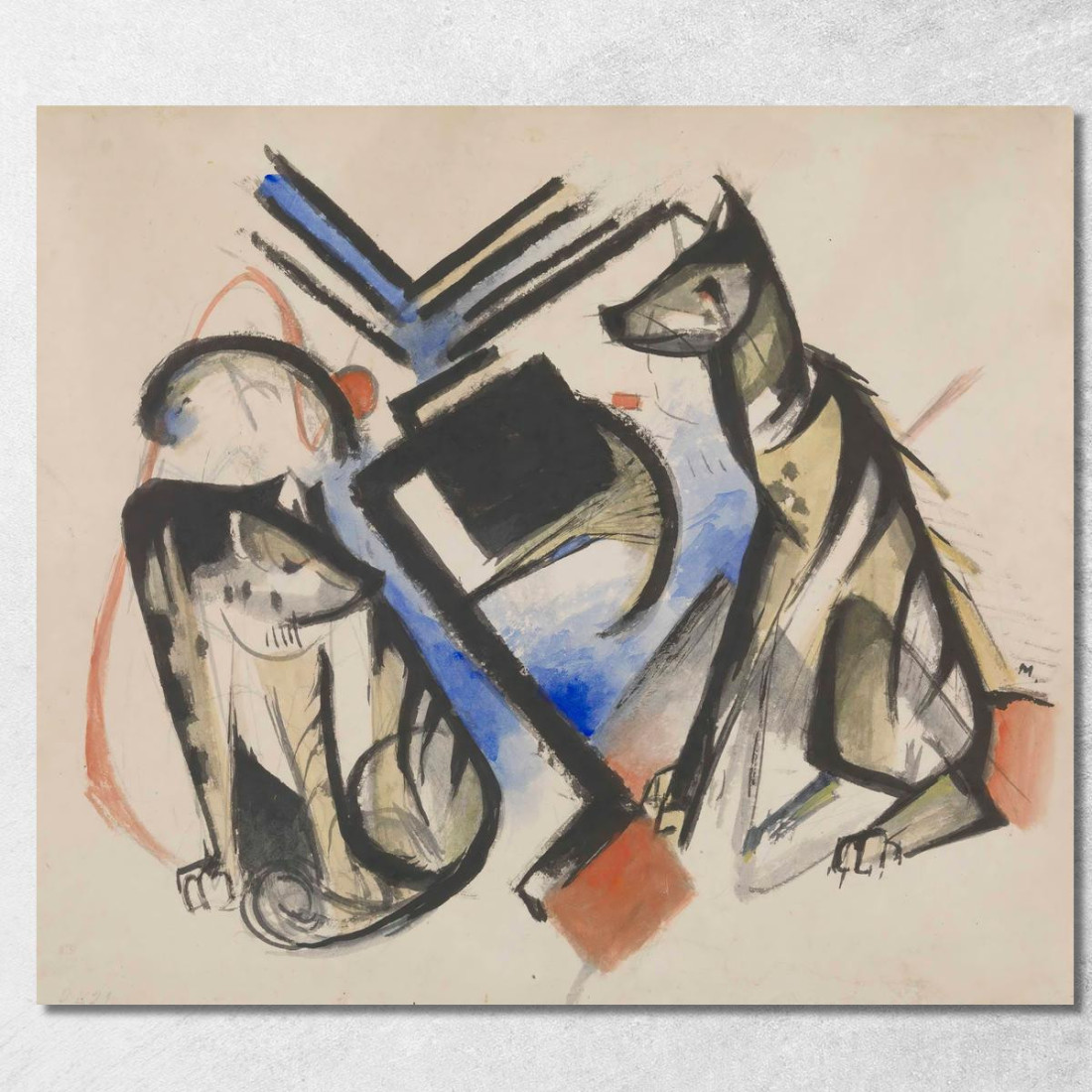 Due Lupi Franz Marc fmr65 quadro stampato su tela Due Lupi Franz Marc fmr65 quadro stampato su tela
