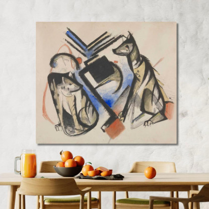 Due Lupi Franz Marc fmr65 quadro stampato su tela