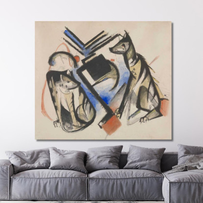 Due Lupi Franz Marc fmr65 quadro stampato su tela